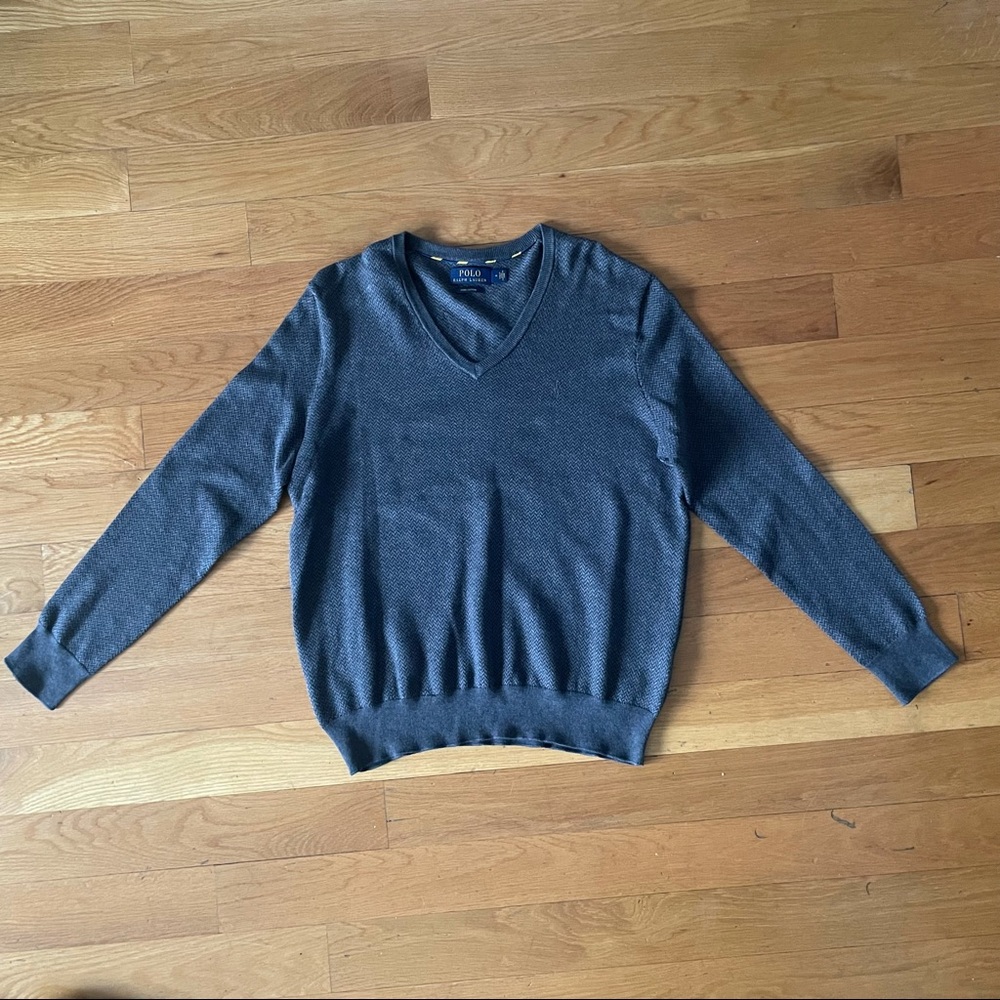 Polo Ralph Lauren V-Neck Sweater, Gray Chevron